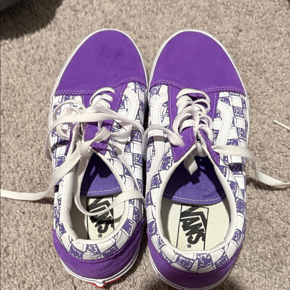 Vans Purple and White Patterned Shoes